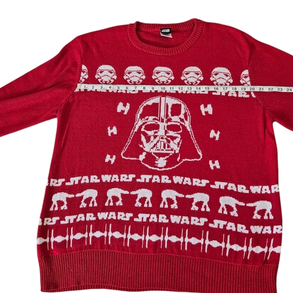 Star Wars Darth Vader Men's Christmas Sweater Size XL Red White Christmas Party - Picture 6 of 11
